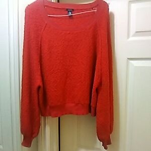 💲4⃣▶Red Soft Material Design Sexy Look Loose Style Sweater